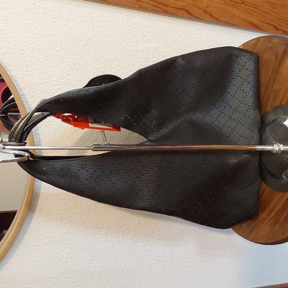 Montana West Black Faux Leather Perforated Large Sling Bag W/ POUCH New! - Picture 3 of 7